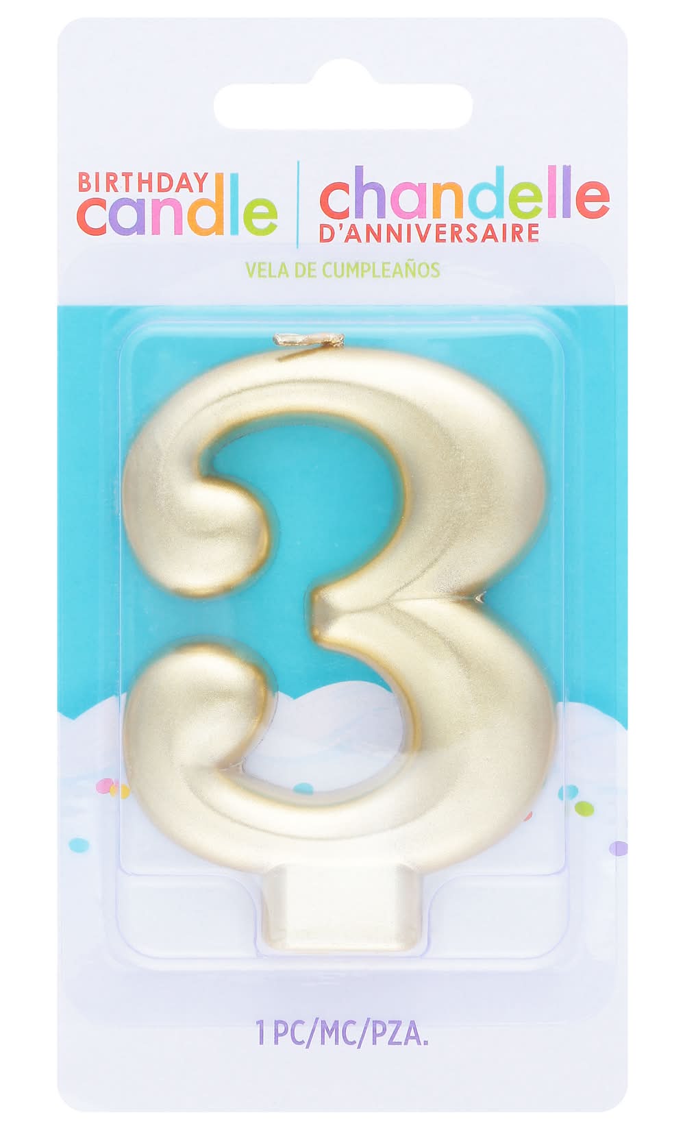 Amscan Numeral #4 Metallic Candle - Gold