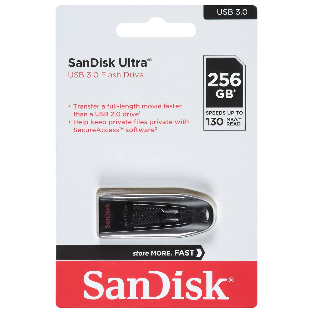 SanDisk Ultra Usb 3.0 Flash Drive, 256gb