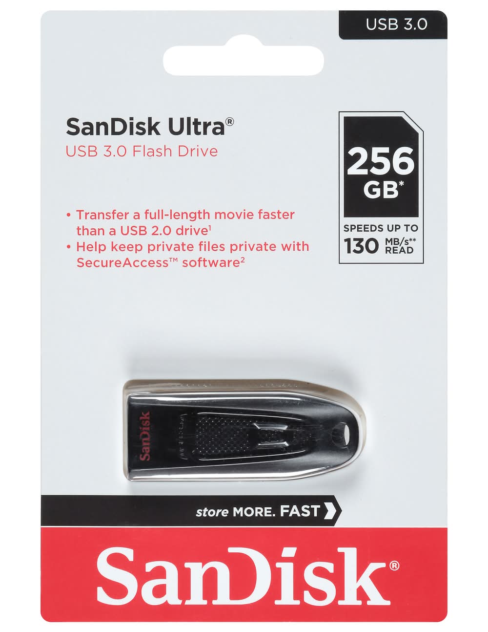 SanDisk Ultra Usb 3.0 Flash Drive, 256gb (13.61 g)