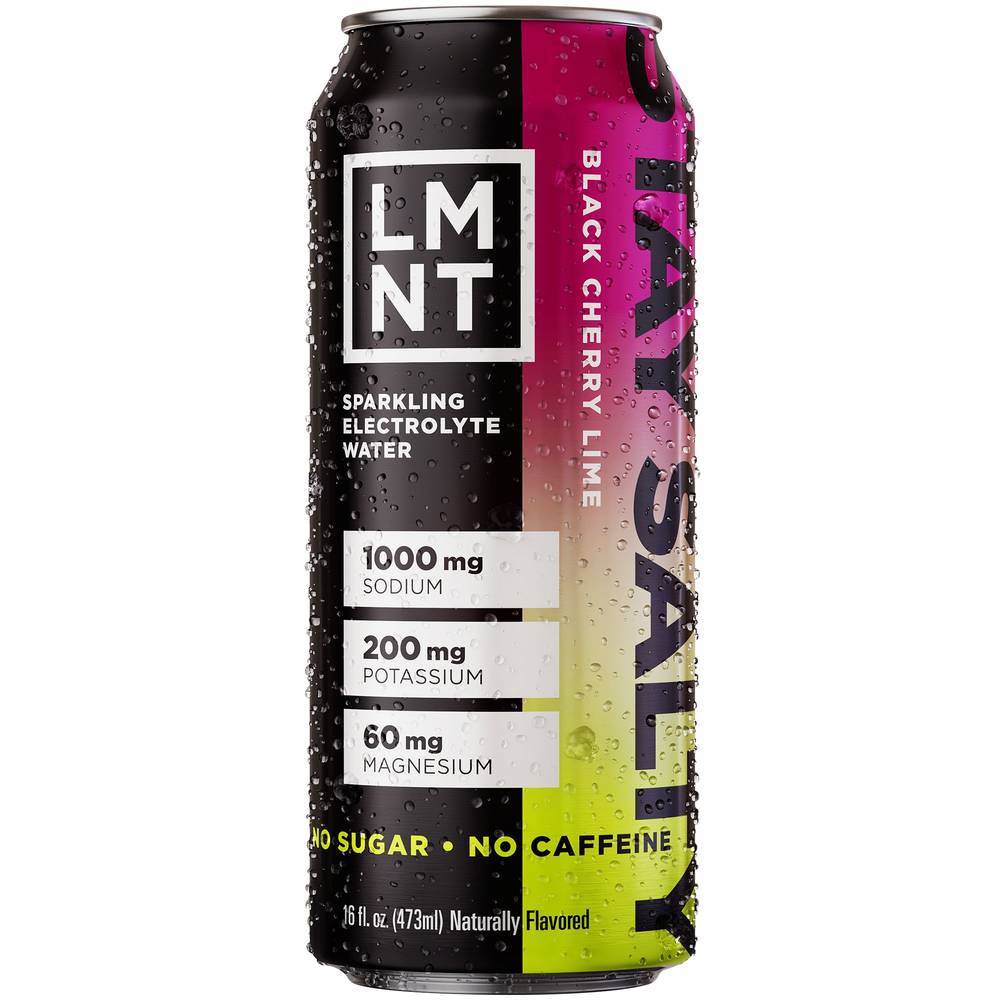 Drink LMNT Sparkling Electrolyte Water, Black Cherry Lime (8 x 16 oz)