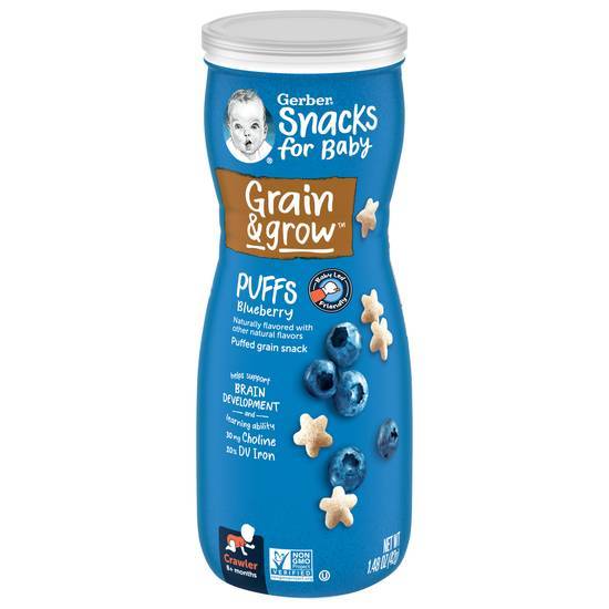 Gerber Snacks For Baby 8+ Months Crawler Blueberry Puffs Cereal