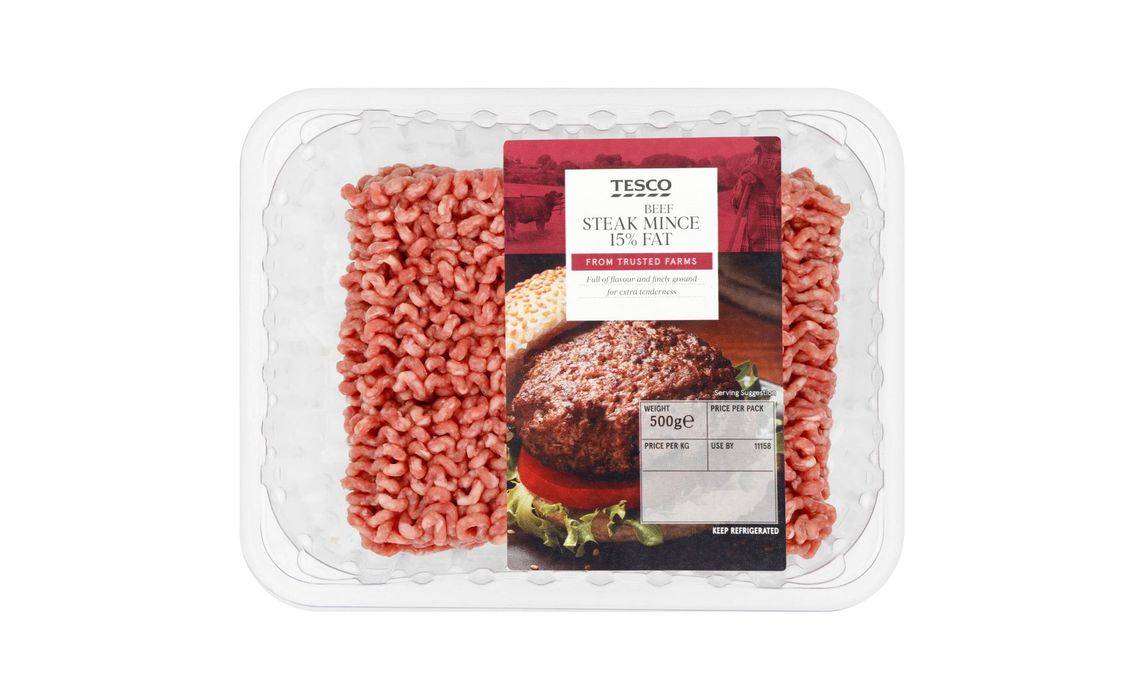 Tesco 15% Fat Beef Steak Mince 500g (380922)