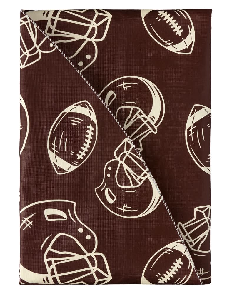 Kirkton House 70" Round Brown AOP Vinyl Tablecloth