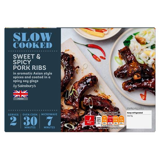 Sainsbury's Slow Cooked British Pork Sweet & Spicy Ribs 450g