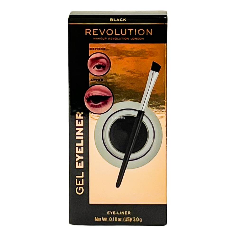 Makeup Revolution Gel Eyeliner Pot With Brush, Black (0.1 oz)