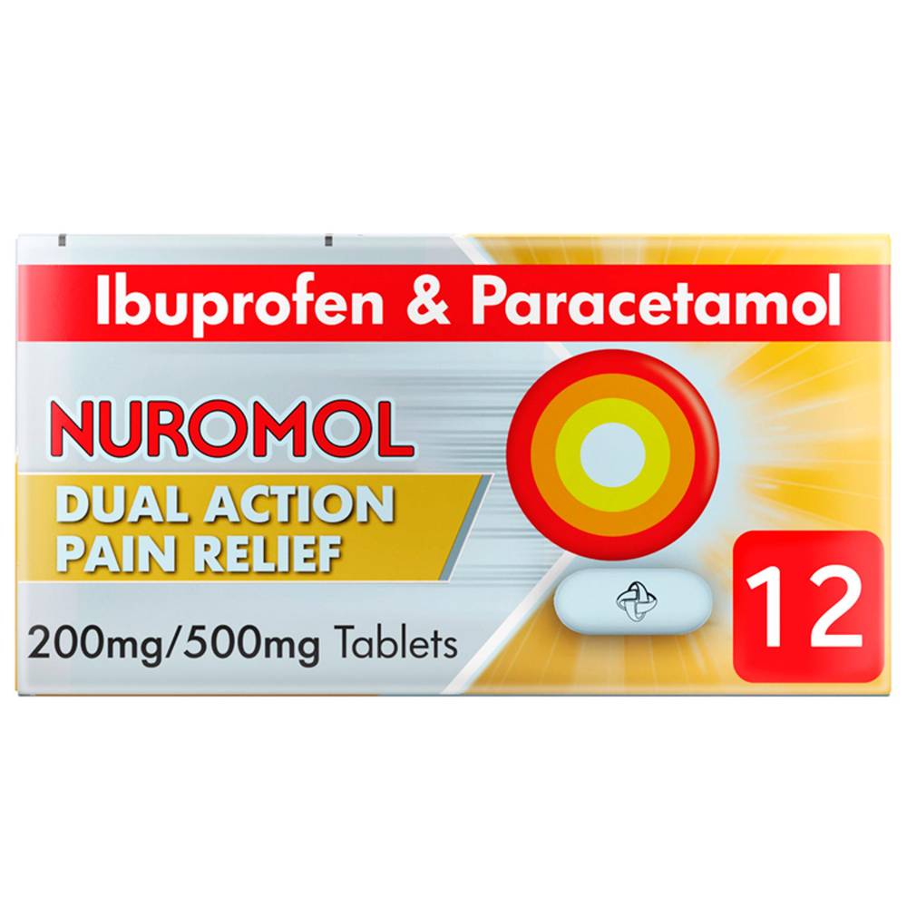 Nuromol Dual Action Pain Relief Ibuprofen & Paracetamol Tablets x12 200mg - 500mg