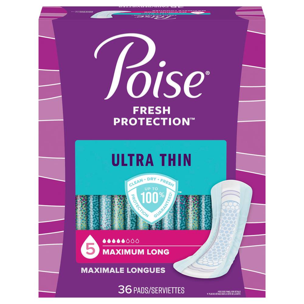 Poise Fresh Protection Maximum Long Length Ultra Thin Pads