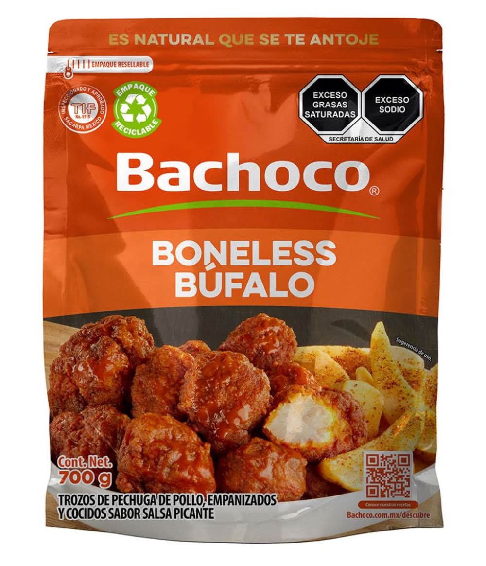 Bachoco · Trozos de pechuga de pollo empanizados, salsa picante (700 g)