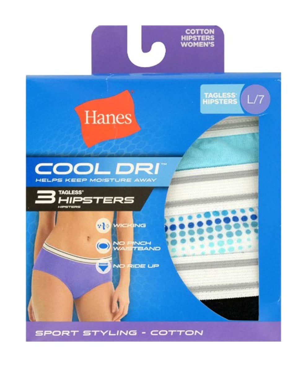 Hanes Cooldri Hipster Ladies Size 7 3 Ct