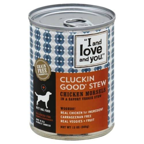 Cluckin Good Stew Chicken Morsels Dog Food I and Love and You 13 oz