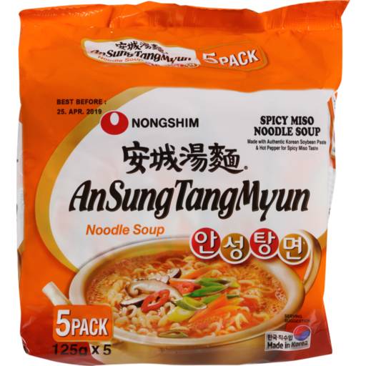 Nongshim Ansung Tangmyun Noodle Soup Spicy Miso 5 x 125g