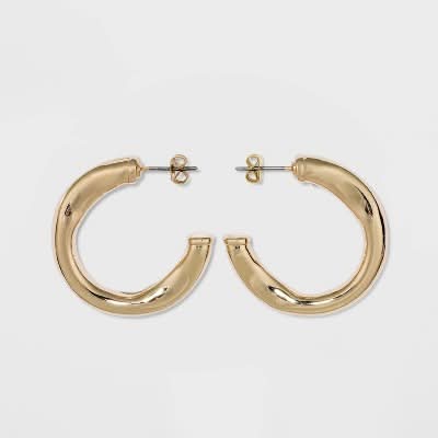 A New Day Wavy Hoop Earrings, Gold
