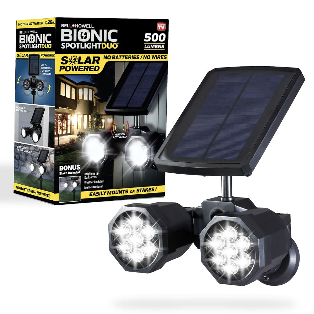 BELL + HOWELL Bionic Lighting 500 -Lumens 6 -Watt Black Solar LED Spot light Motion Sensor