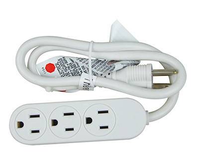 3 Outlet Charging Extension Cord, White