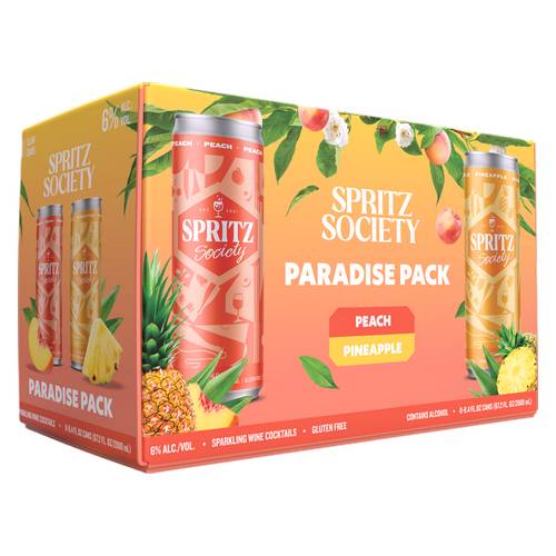 Spritz Society Paradise pack Ready To Drink Cocktails (8 pack, 8.4 fl oz) (peach-pineapple)