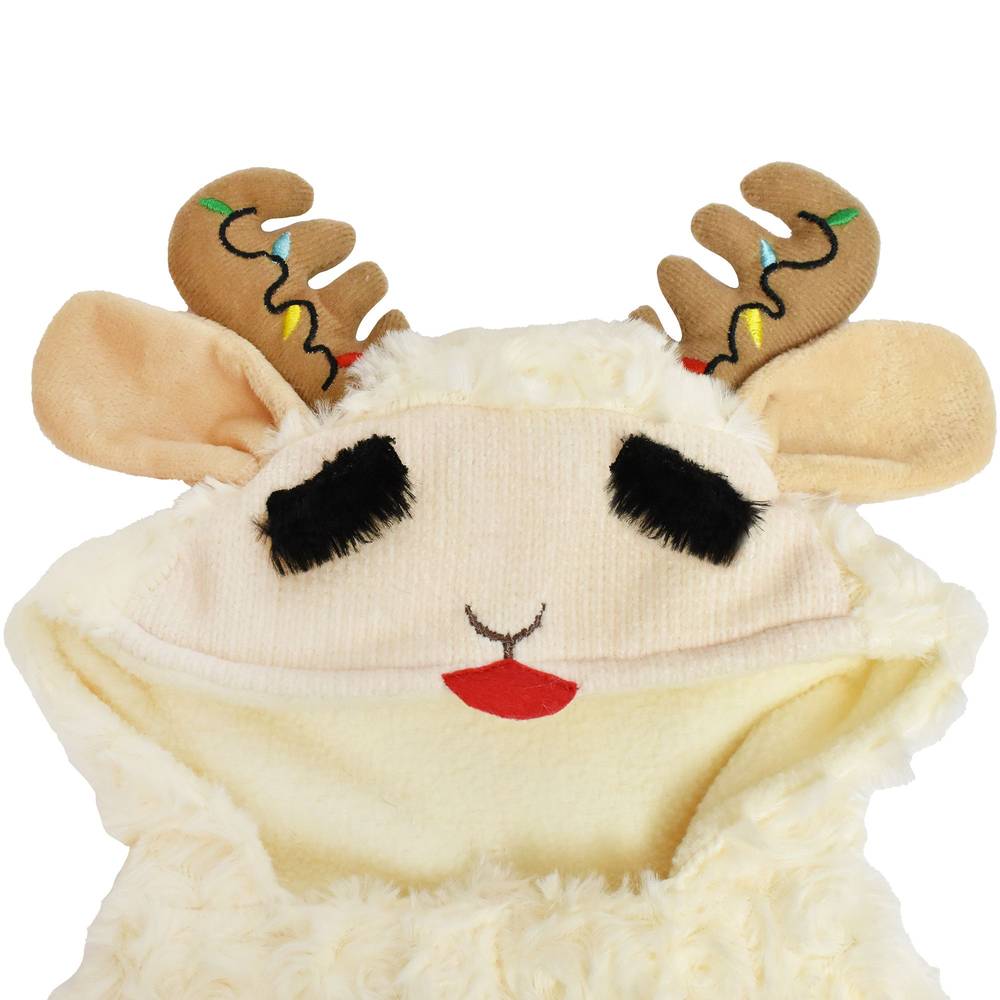 Multipet Lamb Chop Snuggly Pet Hoodie With Antlers For Dog, X Small, Cream