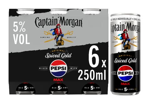 Captain Morgan Original Spiced Gold Mixed Pepsi With Max (6 x 0.25L)