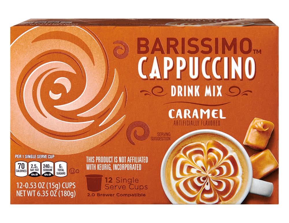 Barissimo Cappuccino Drink Mix Single Serve Cups, Caramel (12 x 0.53 oz)