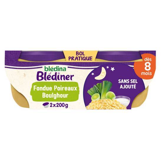 Bledina Blédiner - Fondue de poireaux et boulghour - Dès 8 mois 2x200g