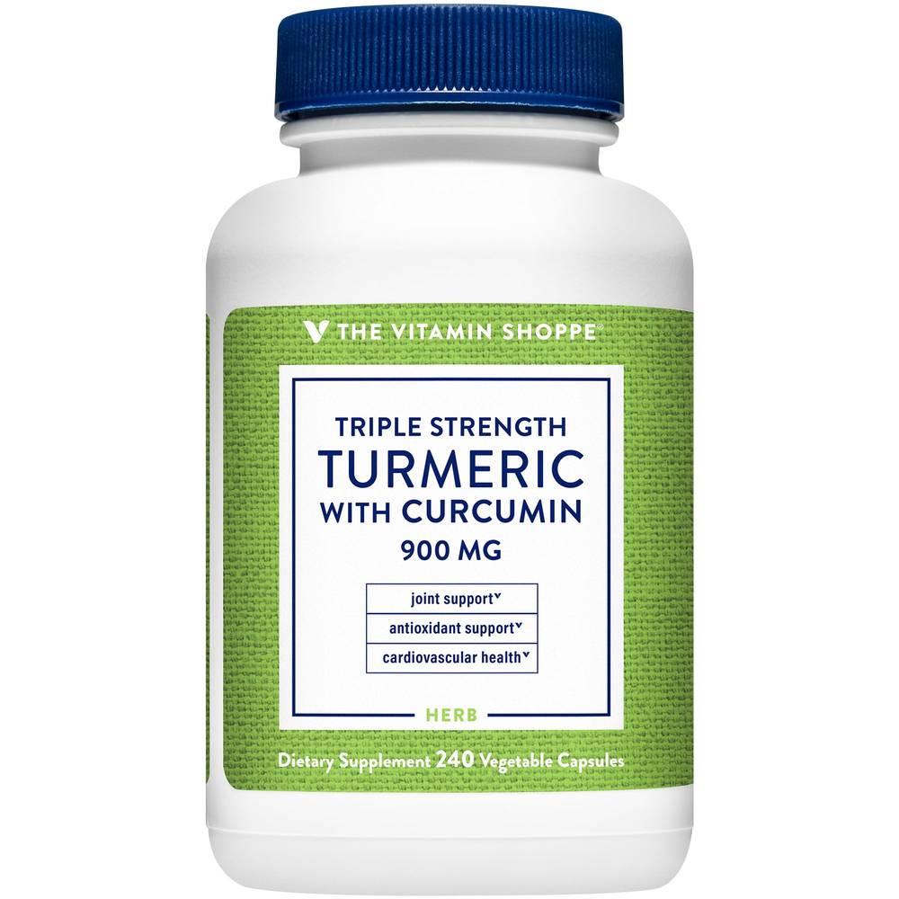 The Vitamin Shoppe Triple Strength Turmeric With Curcumin Herb Vegetable 900mg Capsules (240 ct)