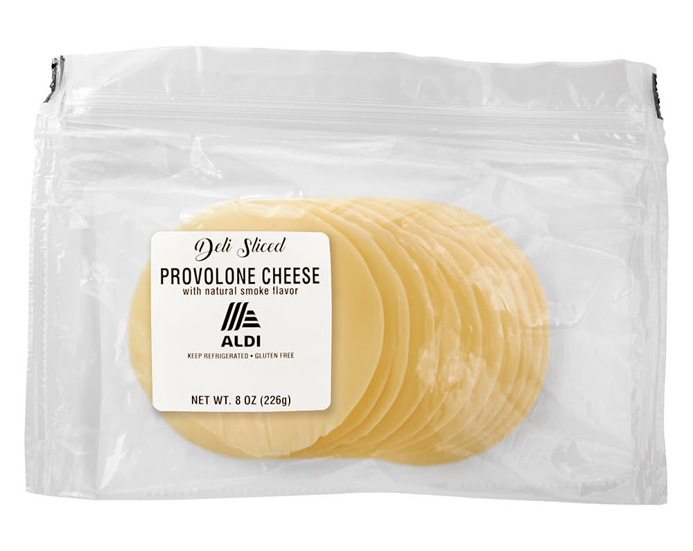 Aldi Deli Sliced Gluten Free Provolone Cheese, Smoke (8 oz)