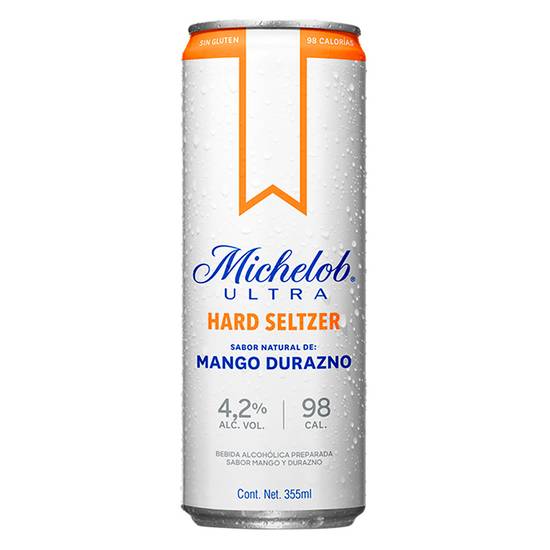 Michelob ultra hard seltzer sabor mango-durazno (lata 355 ml)