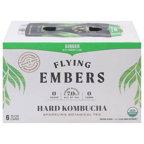 Flying Embers Ginger Hard Kombucha (6 pack, 12 oz)