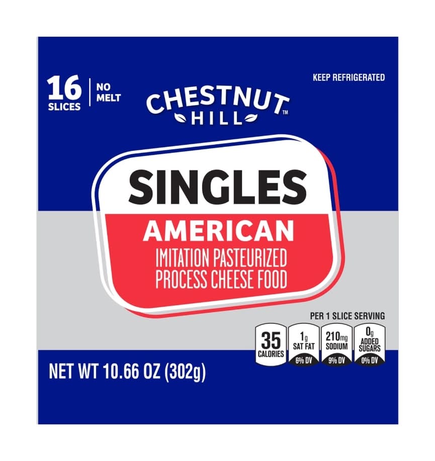 Chestnut Hill American Singles Cheese Slices, 16 pc Pack.