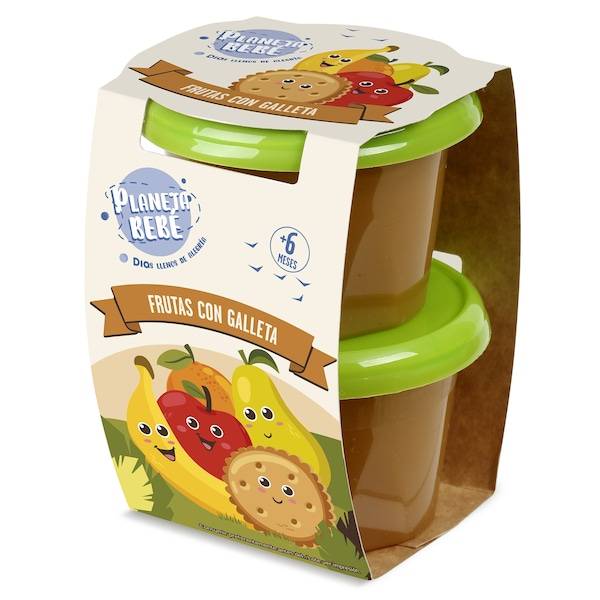 Puré de frutas con galleta Planeta Bebé pack 2 x 200 g