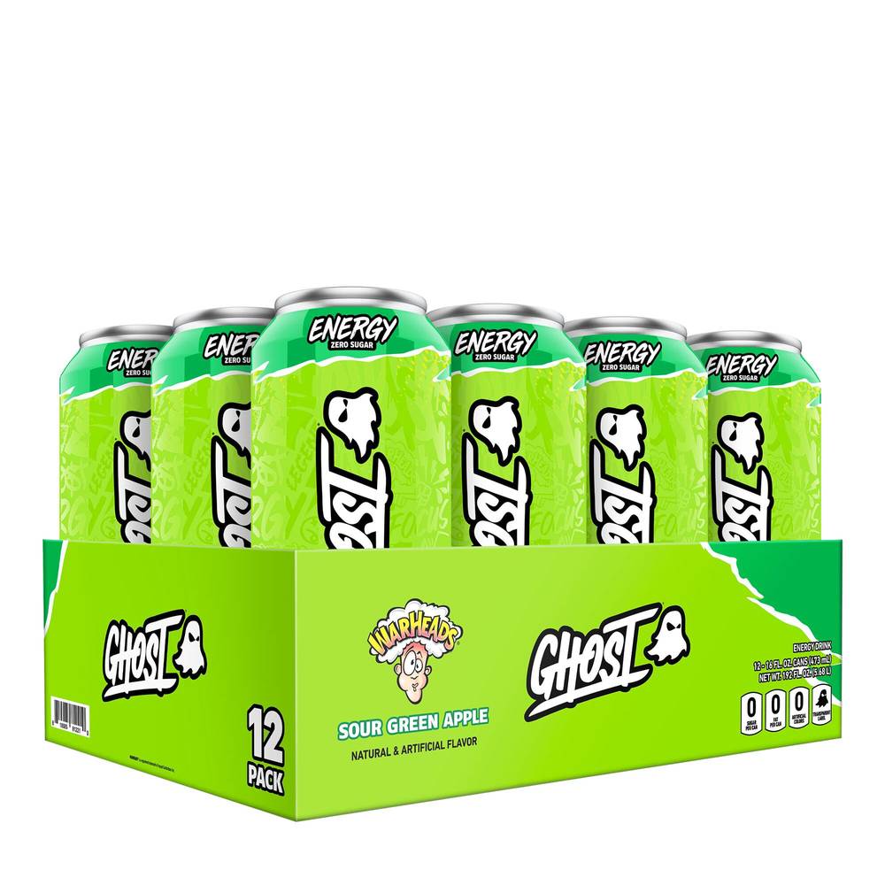Energy Drink - Warheads® Sour Green Apple - 16oz. (12 Cans) (1 Unit(s))