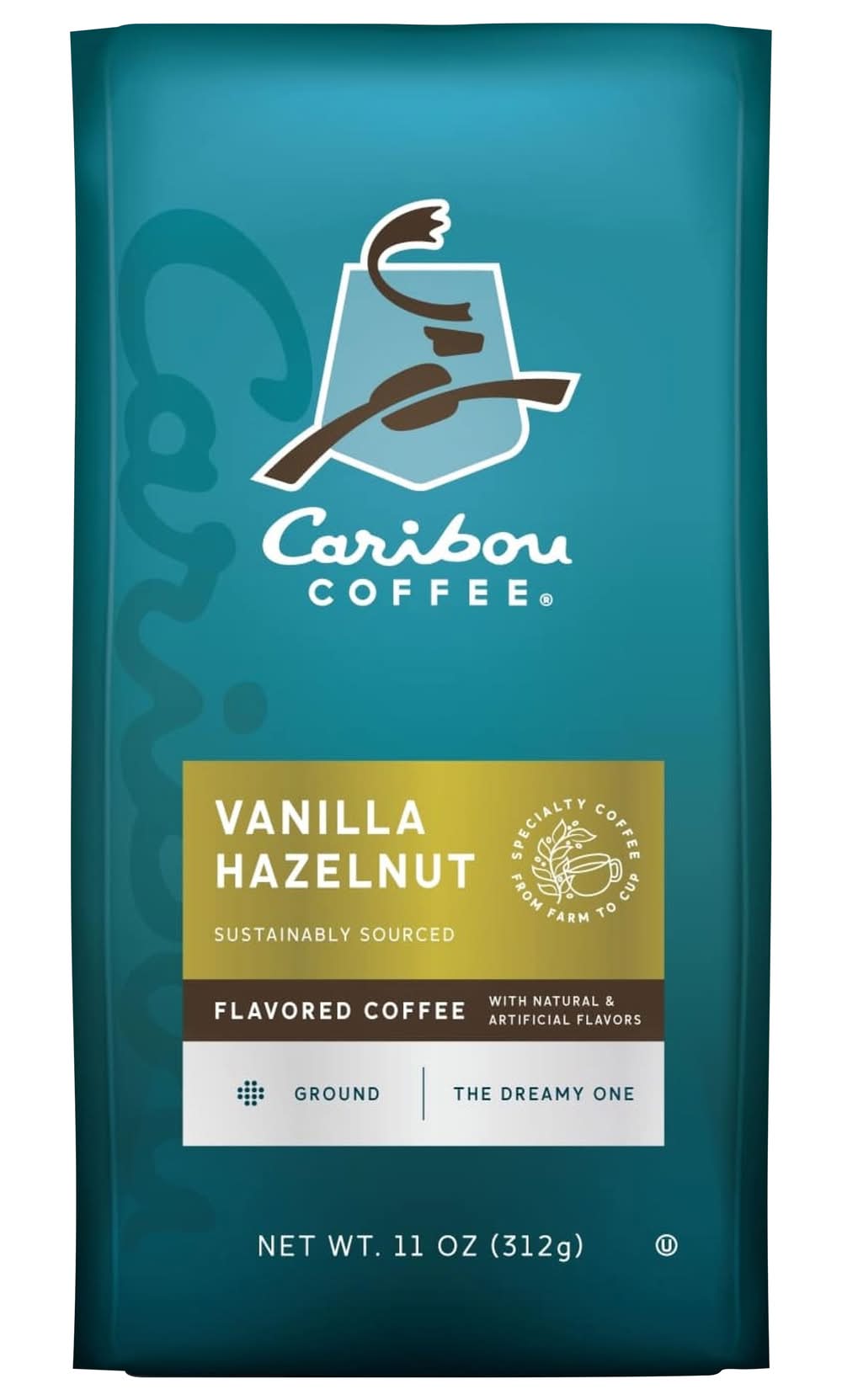 Caribou Coffee Medium Roast Ground Coffee, Vanilla Hazelnut (11 oz)