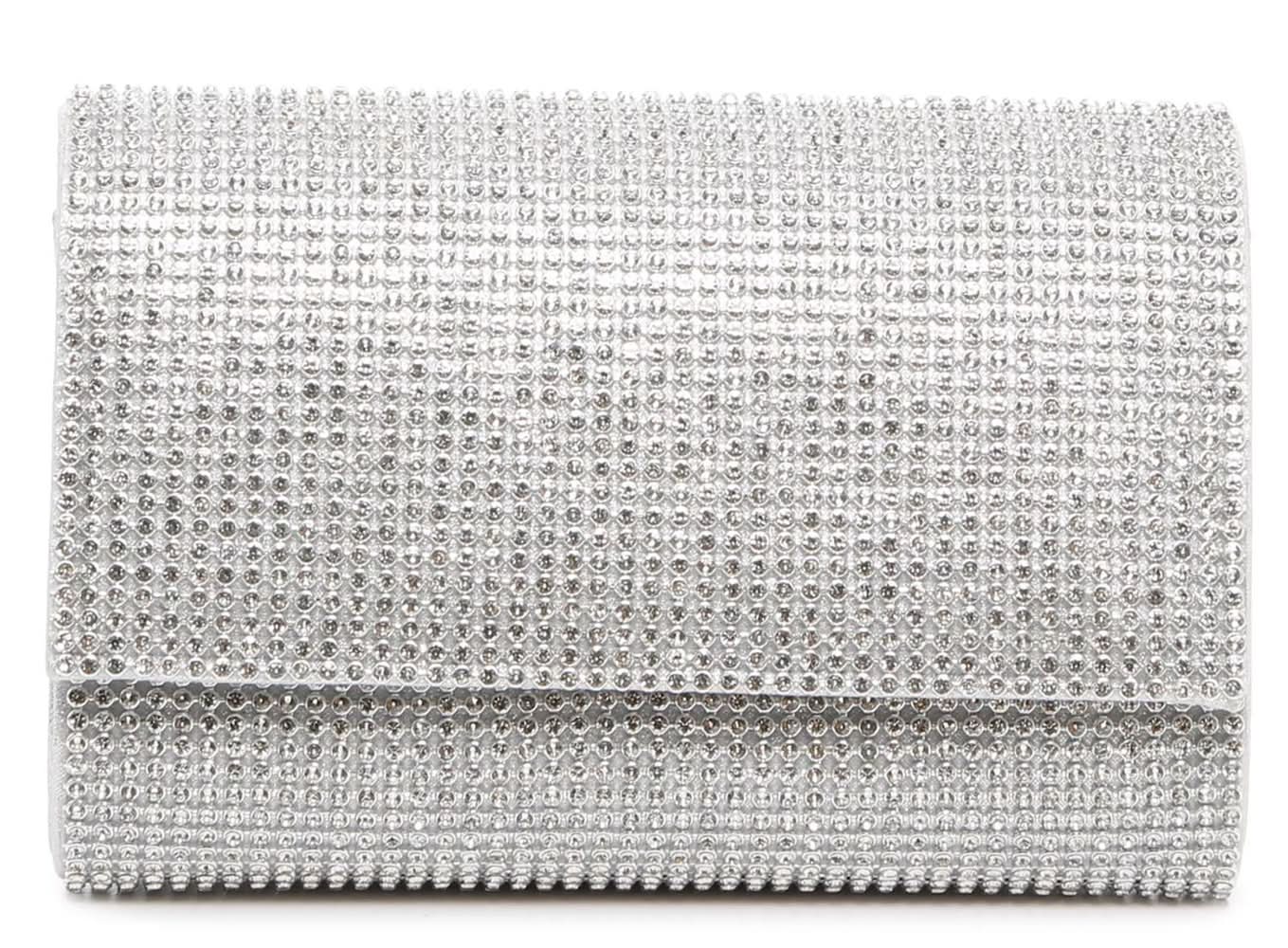 Kelly & Katie Jeweled Clutch (Silver Metallic One Size)