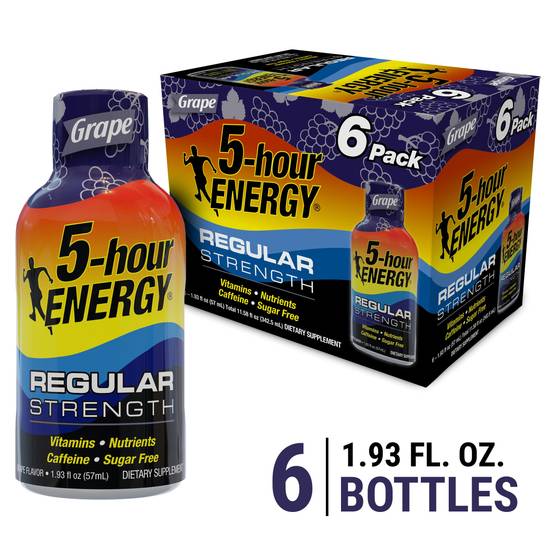 5-hour ENERGY Shot, Regular Strength, Grape, 1.93 OZ, 6 pack