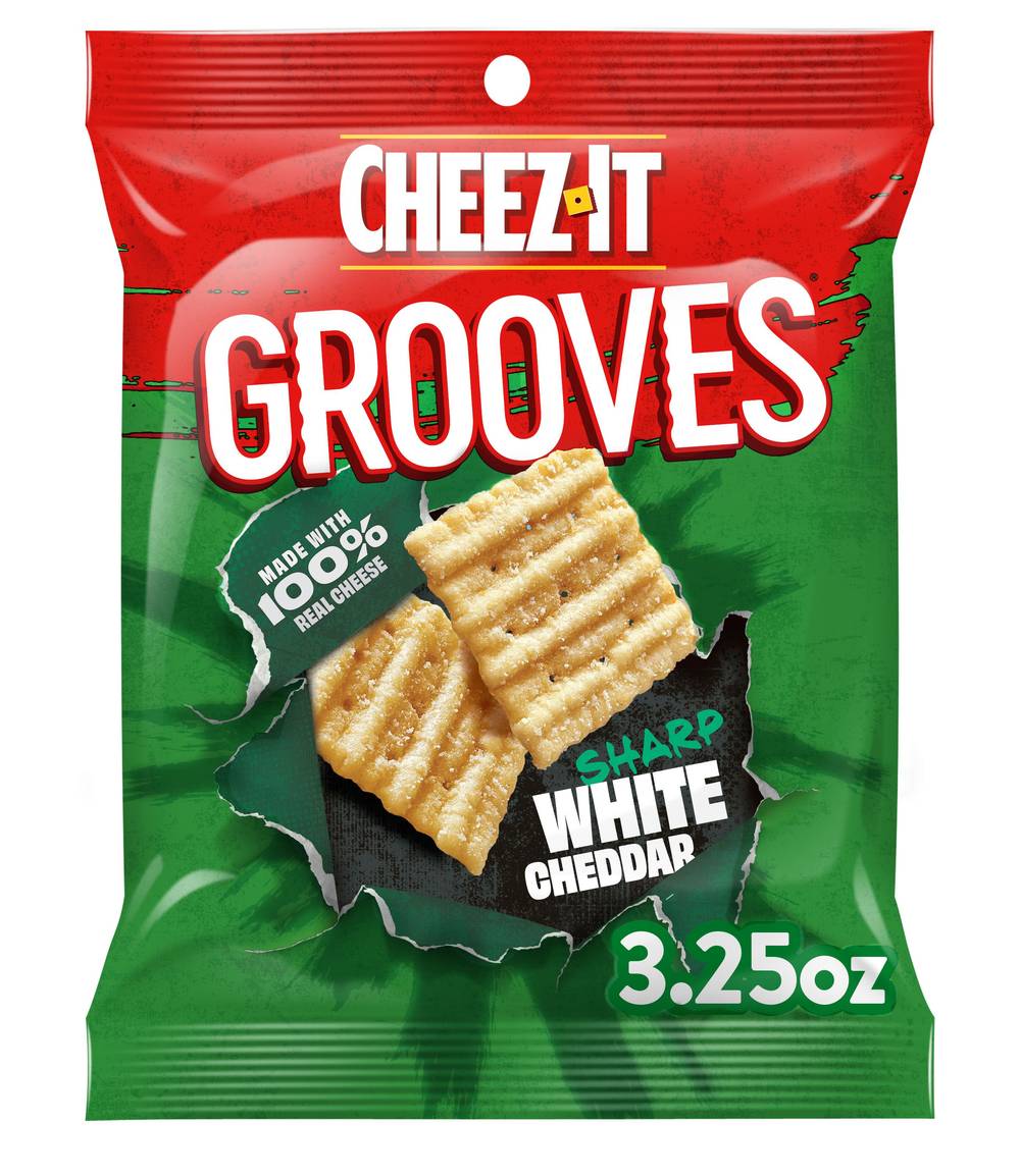 Cheez-It Grooves Sharp White Cracker Chips, Cheddar (3.25 oz)