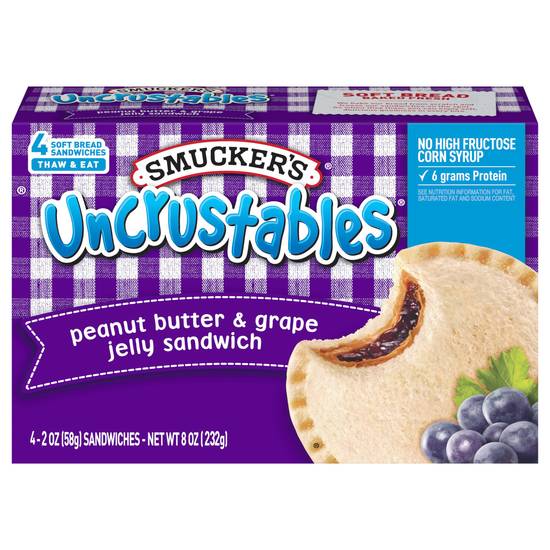 Smucker's Uncrustables Peanut Butter and Grape Jelly Sandwich (4 ct)