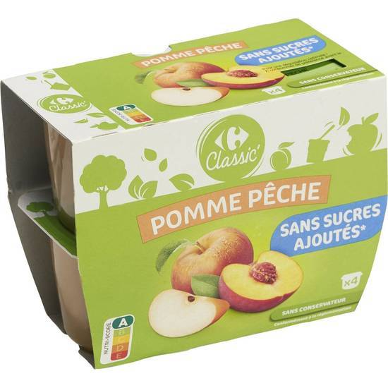 Carrefour Classic' - Compotes pomme sans sucres ajoutés (pêche)
