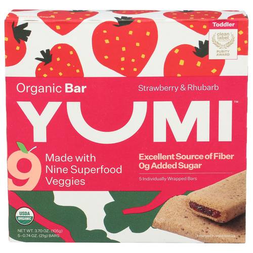 Yumi Organic Strawberry & Rhubarb Superfood Veggie Bars For Baby