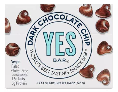 Yes Bar Vegan Gluten Free Dark Chocolate Chip Snack Bar (6 ct)
