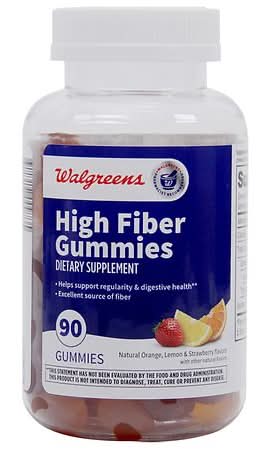 Walgreens High Fiber Natural Orange Lemon & Strawberry Gummies