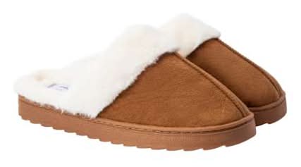 Juniors Fur Scuff Slippers W9 Brown