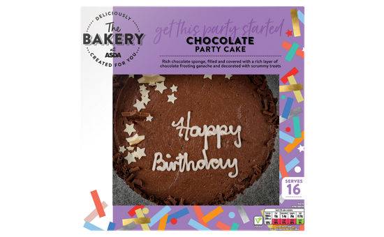 Asda The Bakery Chocolate Party Cake