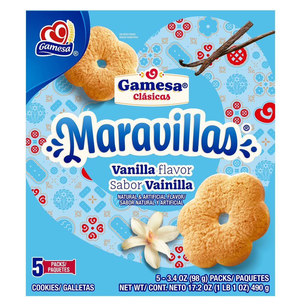 Gamesa Clasicas Maravillas Cookies, Vanilla (5 x 3.4 oz)