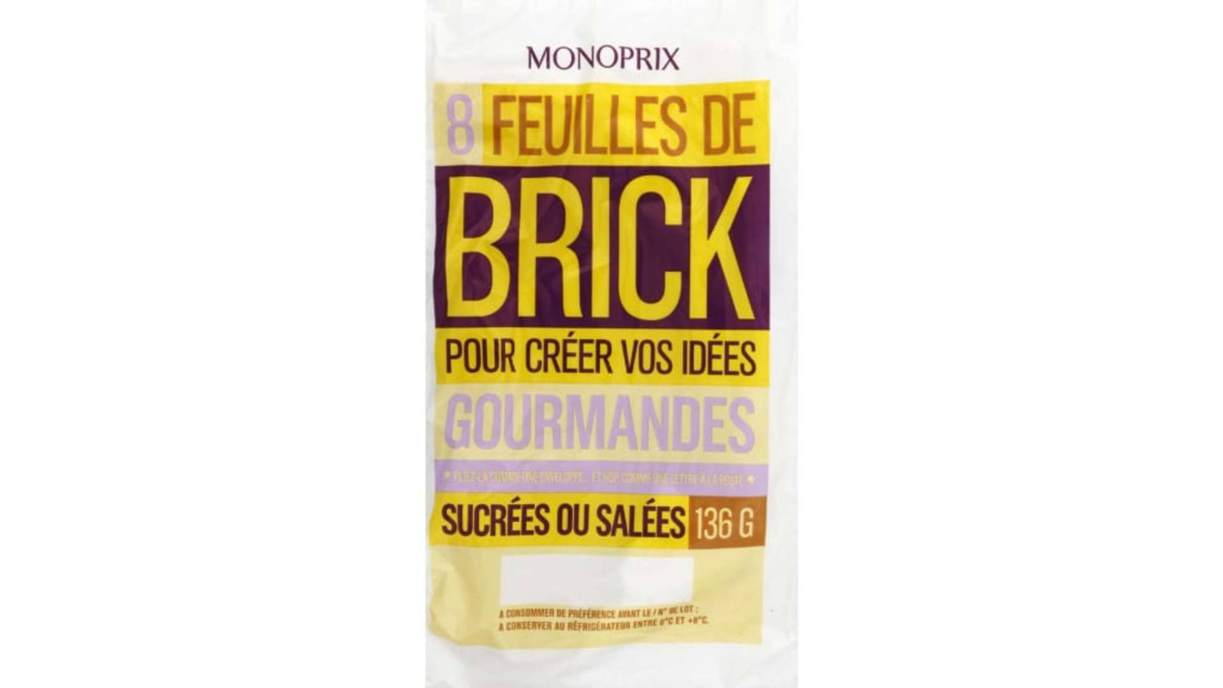 Monoprix Feuilles de brick Le sachet de 8, 136g