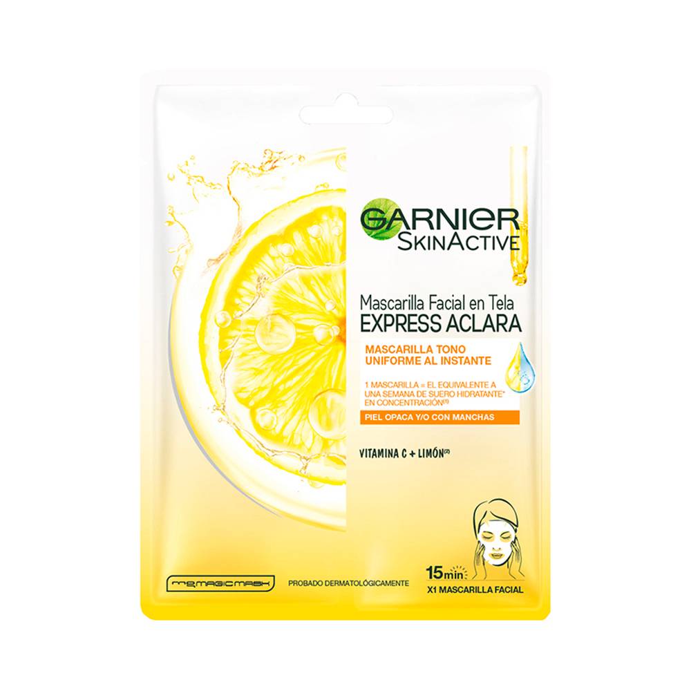 Garnier skin active mascarilla facial express aclara (sobre 28 g)