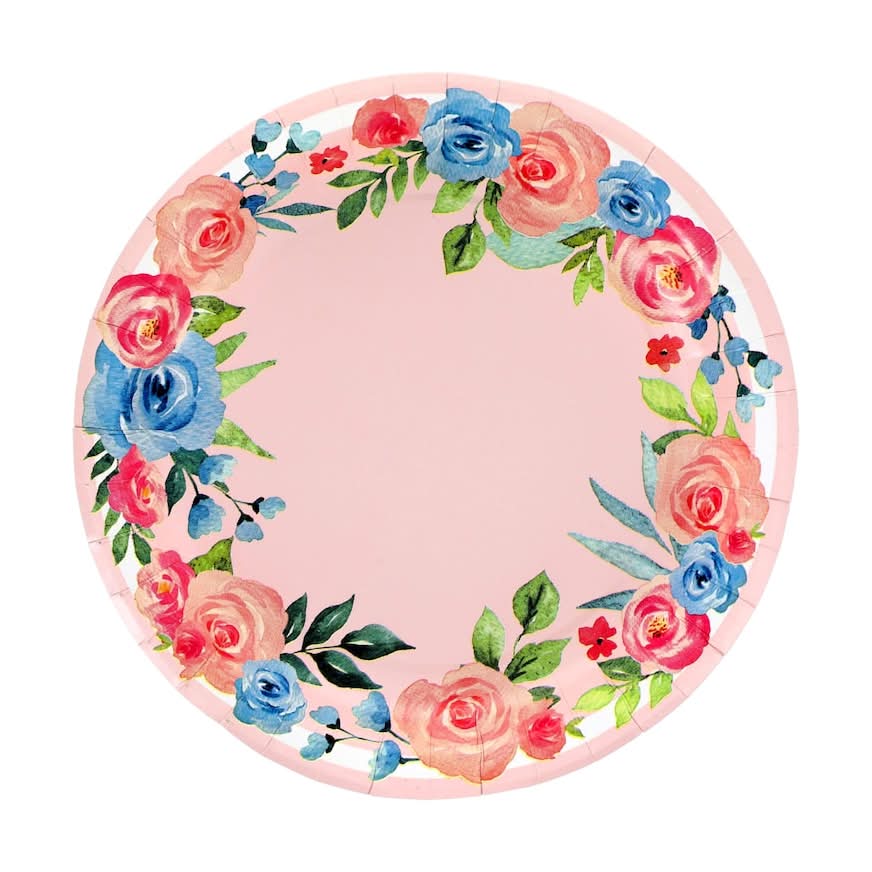 Floral Themed Round Paper Plates (14 ct)