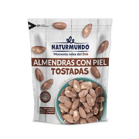 Almendras con piel tostadas Naturmundo bolsa 200 g