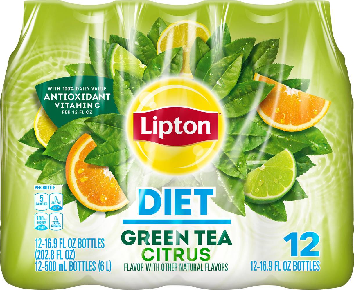 Lipton Diet Green Tea, Citrus (12 x 16.9 fl oz)