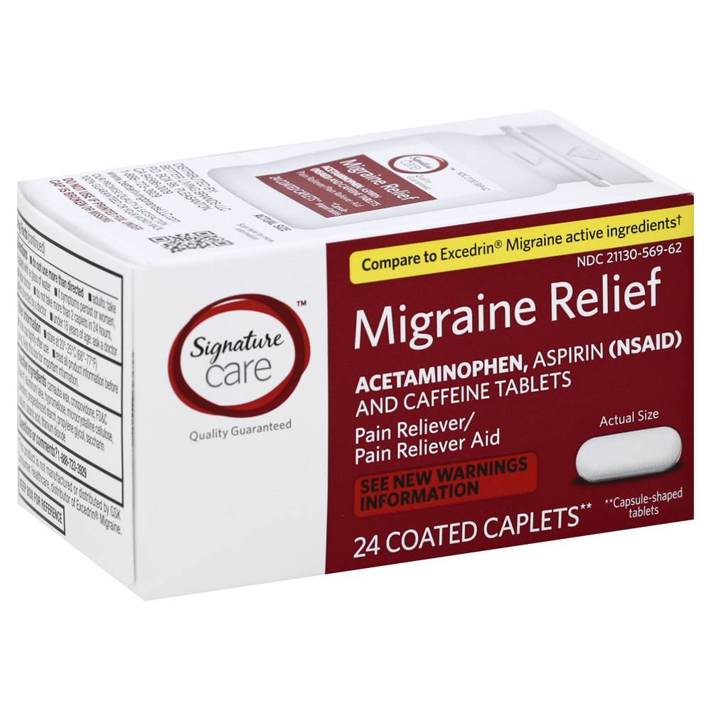 Signature Care Migraine Pain Coated Caplets (24 ct)