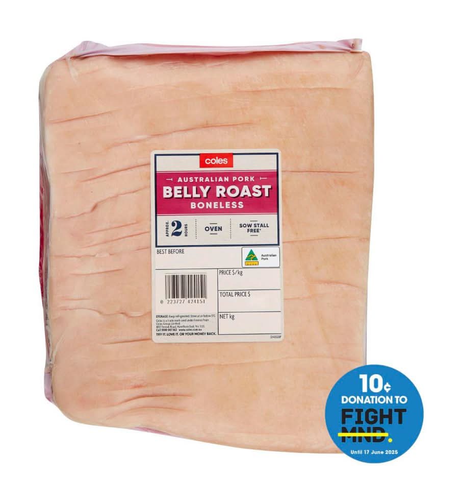 Coles Pork Belly Roast Boneless approx. 1.3kg