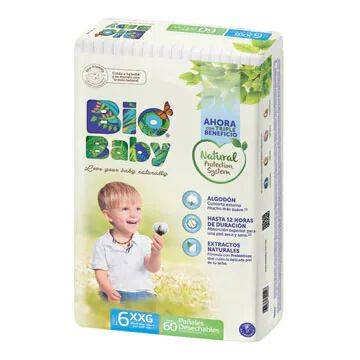 Bio baby pañales unisex etapa 6 xxg (paquete 60 piezas)